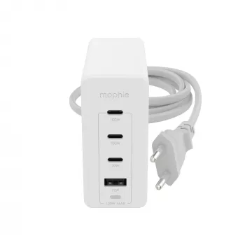 mophie Speedport 120 sieninis adapteris USB-C PD 120W GaN baltas EU (3xUSB-C + 1xUSB-A)