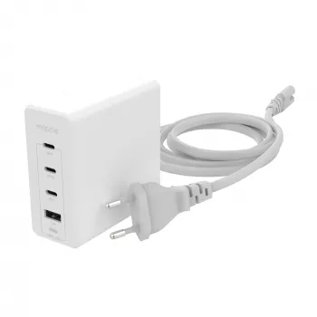 mophie Speedport 120 sieninis adapteris USB-C PD 120W GaN baltas EU (3xUSB-C + 1xUSB-A)