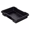 Keter 250927 – 3 vnt. sukraunamų technopolimerinių dėžių rinkinys su ratukais ir užraktu, 525×694×411 mm, juodos spalvos