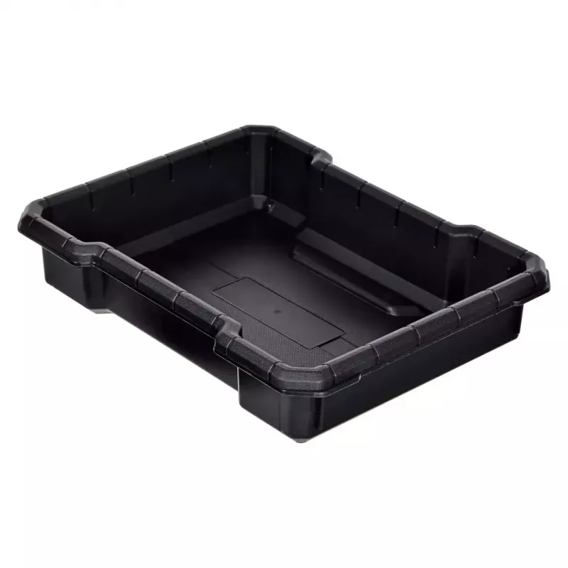 Keter 250927 – 3 vnt. sukraunamų technopolimerinių dėžių rinkinys su ratukais ir užraktu, 525×694×411 mm, juodos spalvos