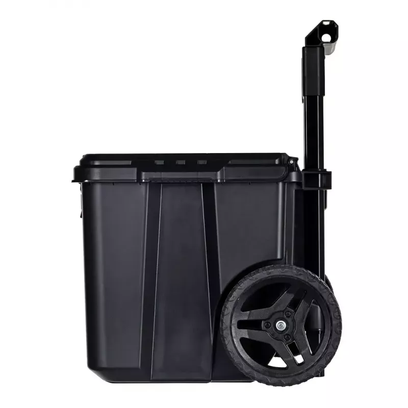 Keter 250927 – 3 vnt. sukraunamų technopolimerinių dėžių rinkinys su ratukais ir užraktu, 525×694×411 mm, juodos spalvos