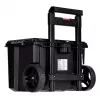 Keter 250927 – 3 vnt. sukraunamų technopolimerinių dėžių rinkinys su ratukais ir užraktu, 525×694×411 mm, juodos spalvos