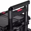 Keter 250927 – 3 vnt. sukraunamų technopolimerinių dėžių rinkinys su ratukais ir užraktu, 525×694×411 mm, juodos spalvos
