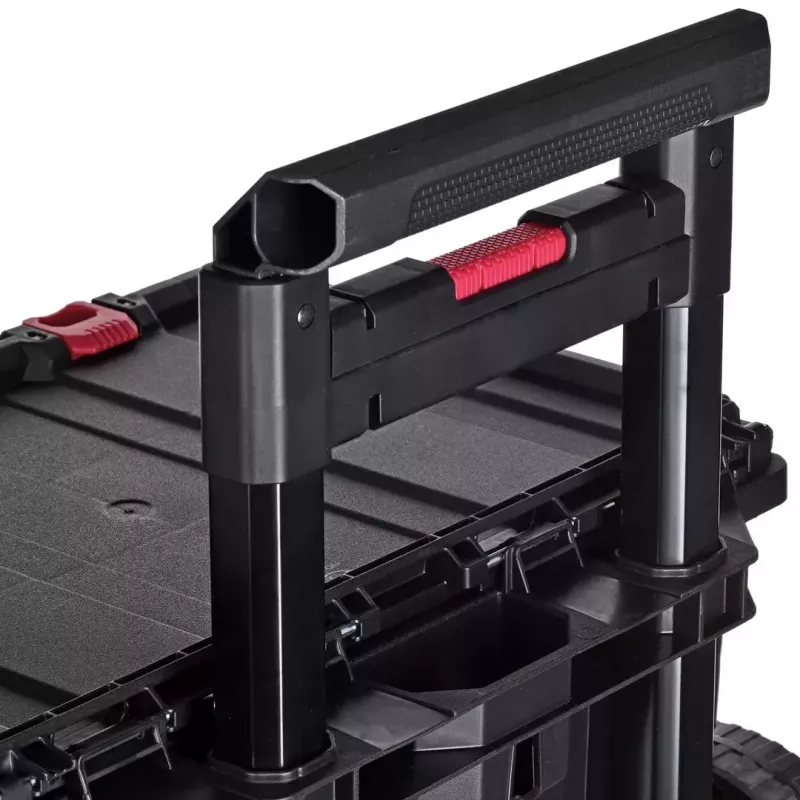 Keter 250927 – 3 vnt. sukraunamų technopolimerinių dėžių rinkinys su ratukais ir užraktu, 525×694×411 mm, juodos spalvos