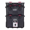 Keter 250927 – 3 vnt. sukraunamų technopolimerinių dėžių rinkinys su ratukais ir užraktu, 525×694×411 mm, juodos spalvos