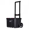 Keter 250927 – 3 vnt. sukraunamų technopolimerinių dėžių rinkinys su ratukais ir užraktu, 525×694×411 mm, juodos spalvos