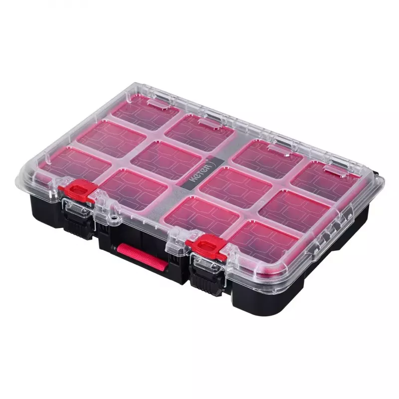 Keter 250927 – 3 vnt. sukraunamų technopolimerinių dėžių rinkinys su ratukais ir užraktu, 525×694×411 mm, juodos spalvos