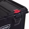 Keter 250927 – 3 vnt. sukraunamų technopolimerinių dėžių rinkinys su ratukais ir užraktu, 525×694×411 mm, juodos spalvos