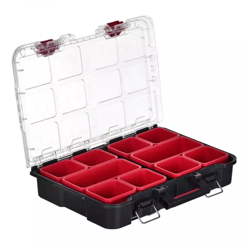 Keter 250927 – 3 vnt. sukraunamų technopolimerinių dėžių rinkinys su ratukais ir užraktu, 525×694×411 mm, juodos spalvos