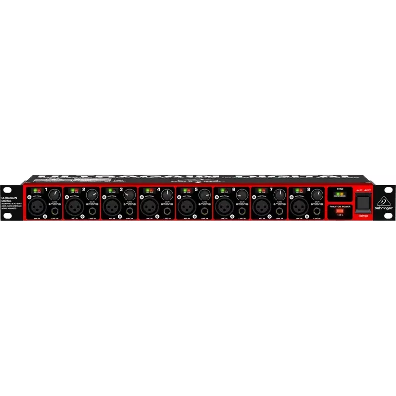 Behringer ULTRAGAIN DIGITAL ADA8200 8 kanalų AD/DA keitiklis, 24 bitų / 48 kHz, XLR I/O, montuojamas stelaže