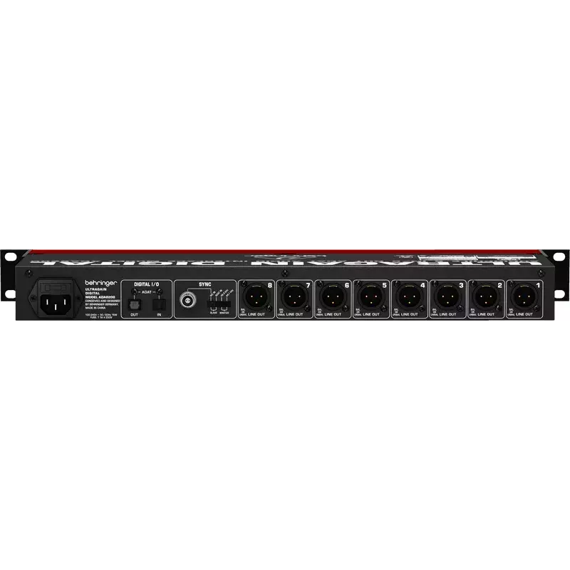 Behringer ULTRAGAIN DIGITAL ADA8200 8 kanalų AD/DA keitiklis, 24 bitų / 48 kHz, XLR I/O, montuojamas stelaže