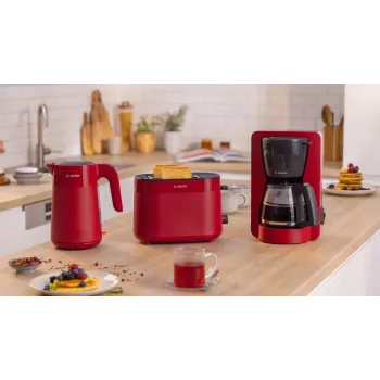 Skrudintuvas Bosch TAT2M124 — 2 griežinėliai 950 W, raudonas, duonos centravimas, atšildymas, kėlimas
