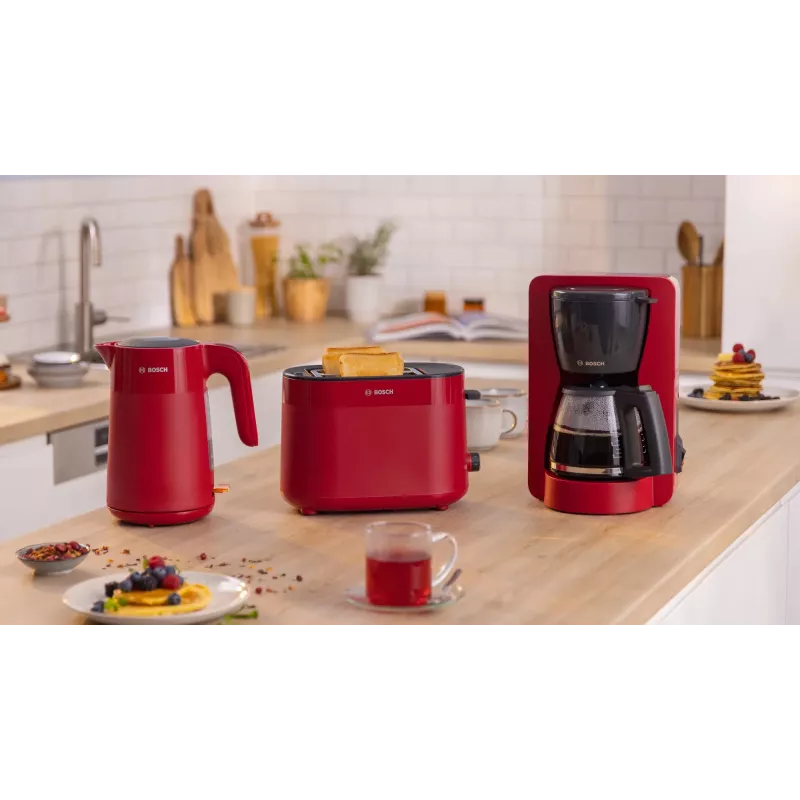 Skrudintuvas Bosch TAT2M124 — 2 griežinėliai 950 W, raudonas, duonos centravimas, atšildymas, kėlimas