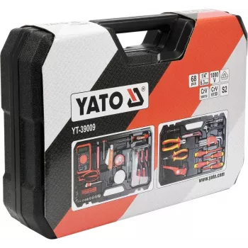 Mechaniko įrankių rinkinys Yato YT-39009 — 68 dalių, 1/4 colio pavara, juodas dėklas