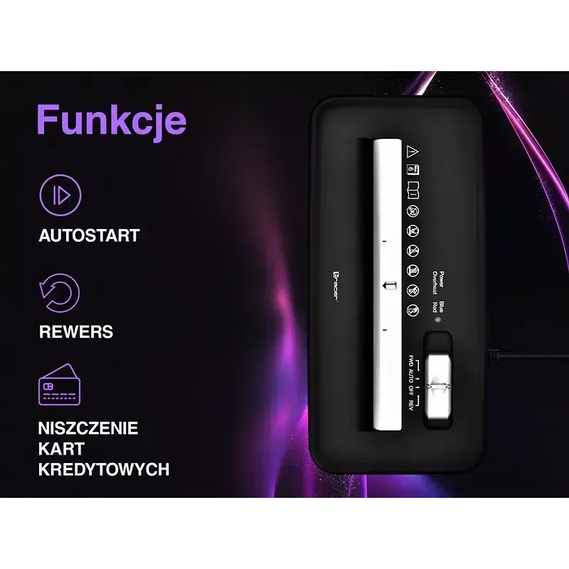 Smulkintuvas TRACER Edge10L kryžminis pjūvis, 10 lapų talpa, 6 mm pjūvis, 10 L krepšelis, juodas