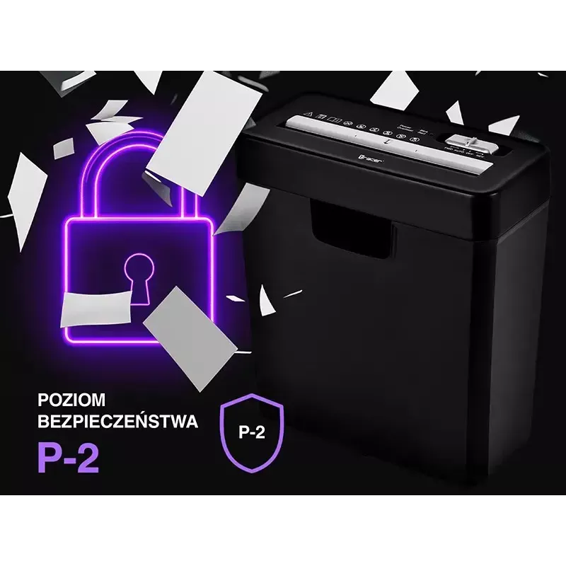 Smulkintuvas TRACER Edge10L kryžminis pjūvis, 10 lapų talpa, 6 mm pjūvis, 10 L krepšelis, juodas