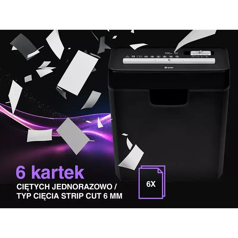 Smulkintuvas TRACER Edge10L kryžminis pjūvis, 10 lapų talpa, 6 mm pjūvis, 10 L krepšelis, juodas