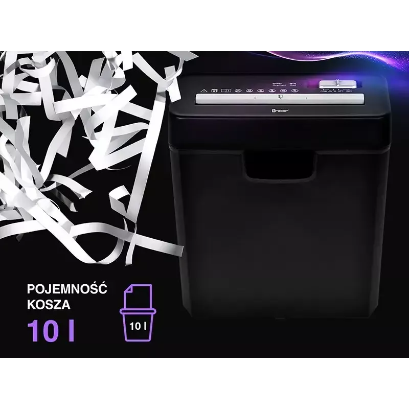 Smulkintuvas TRACER Edge10L kryžminis pjūvis, 10 lapų talpa, 6 mm pjūvis, 10 L krepšelis, juodas