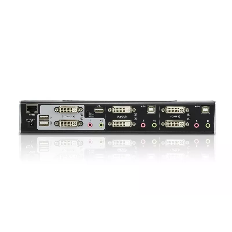 ATEN CS1642A 2 prievadų USB DVI dvigubo vaizdo KVM jungiklis su garsu ir USB 2.0 šakotuvu (įskaitant KVM laidus)