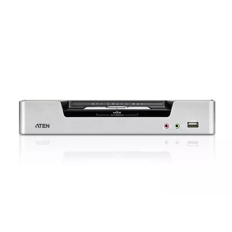 ATEN CS1642A 2 prievadų USB DVI dvigubo vaizdo KVM jungiklis su garsu ir USB 2.0 šakotuvu (įskaitant KVM laidus)