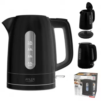 Elektrinis virdulys Adler AD 1380B – 1,7 L, iki 2200 W, juodas, 360° pagrindas