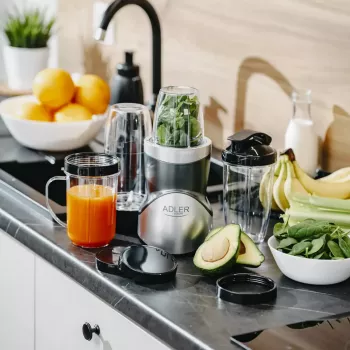 Stalo blenderis Adler AD 4084 Smoothie Set – 500 W (maks. 1200 W), 0,7 L stiklinis indas, nuimamas dubuo, juodas