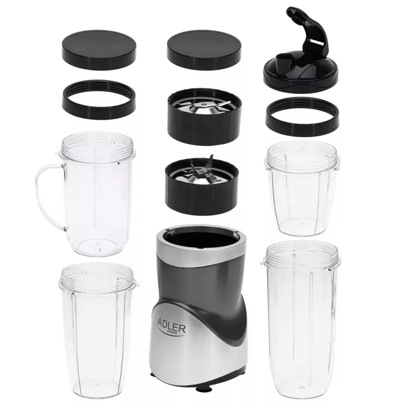 Stalo blenderis Adler AD 4084 Smoothie Set – 500 W (maks. 1200 W), 0,7 L stiklinis indas, nuimamas dubuo, juodas