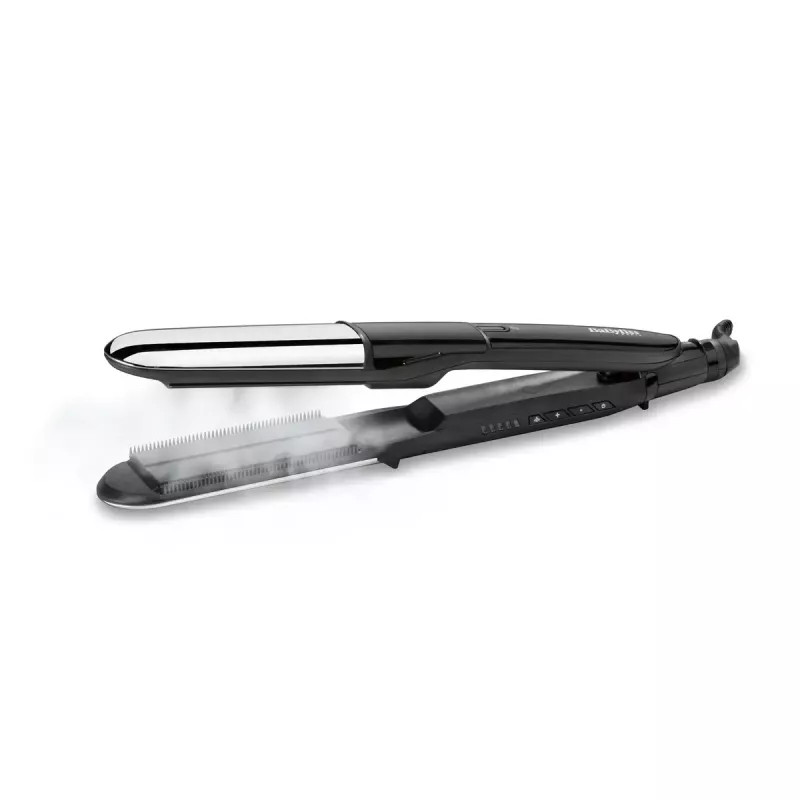Tiesintuvas su garais BABYLISS ST496E Steam Mist Styler, 39×100 mm keraminės plokštelės, 150–230°C, 67 W, 2,5 m besisukantis laidas