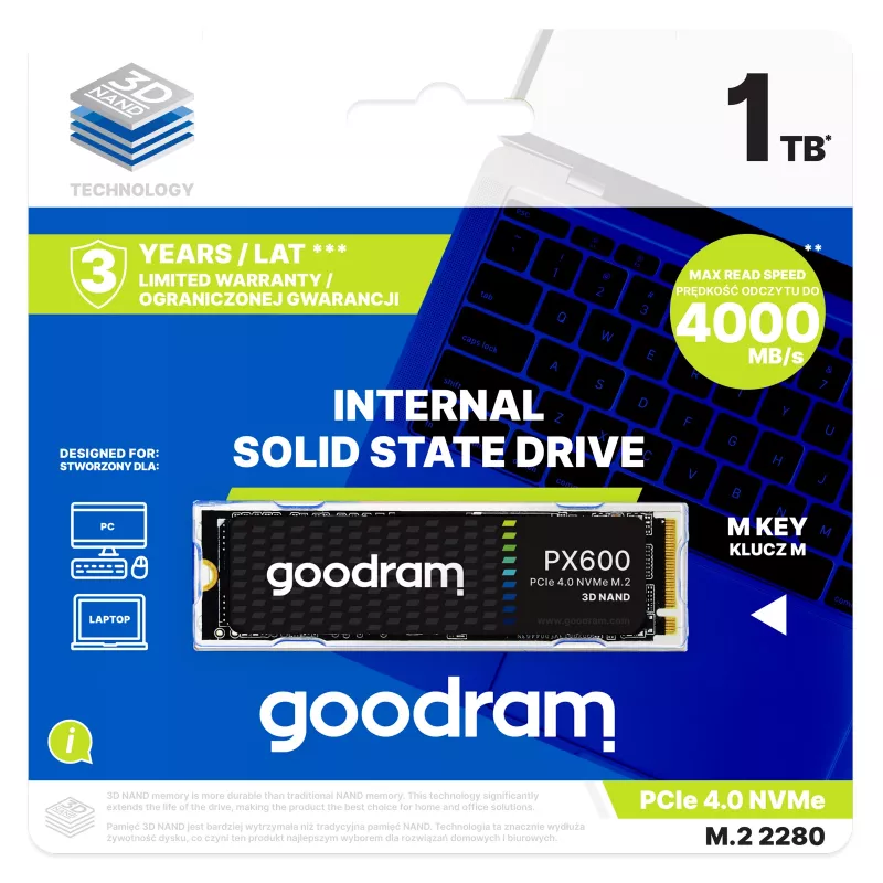 Goodram PX600 vidinis kietasis diskas 2 TB M.2 PCI Express 4.0 NVMe 3D NAND