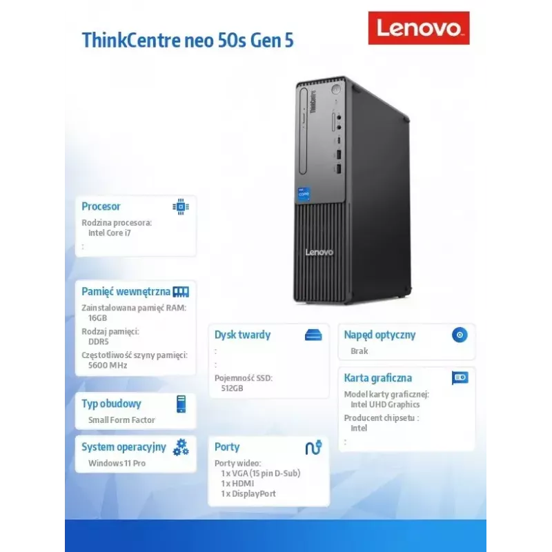 Lenovo ThinkCentre neo 50s Gen 5 Intel® Core™ i7 i7-14700 16 GB DDR5-SDRAM 512 GB SSD Windows 11 Pro SFF stalinis kompiuteris juodas, pilkas