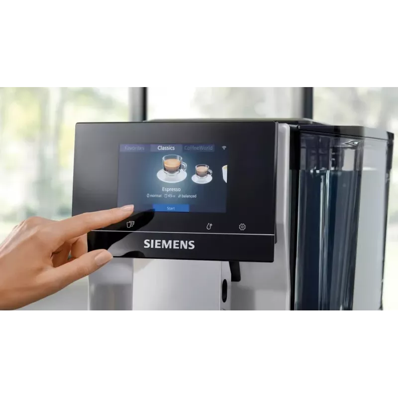 Visiškai automatinis kavos aparatas Siemens EQ700 TP715R07, 2,4 L vandens bakas, keraminis malūnėlis, 19 bar, TFT ekranas, pieno putotojas