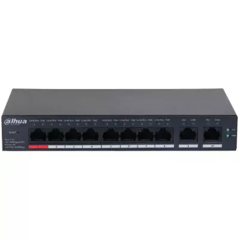 Dahua Technology DH-CS4010-8ET-110 tinklo jungiklis valdomas L2 Fast Ethernet (10/100) Power over Ethernet (PoE) juodas