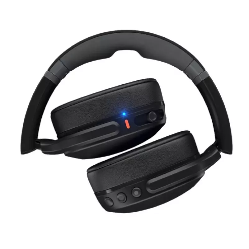 Ausinės Skullcandy Crusher Evo – belaidės ir laidinės viršugalvinės ausinės, Bluetooth 5.0, 40 h baterija, USB-C, 3,5 mm, sulankstomos, juodos