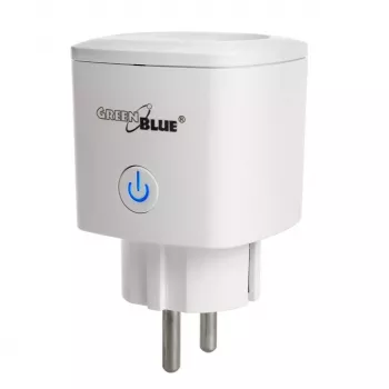 „Wi‑Fi“ nuotoliniu būdu valdomas kištukinis lizdas GreenBlue GB720F, F tipo kištukas, maks. apkrova 2×16 A (3680 W), baltas