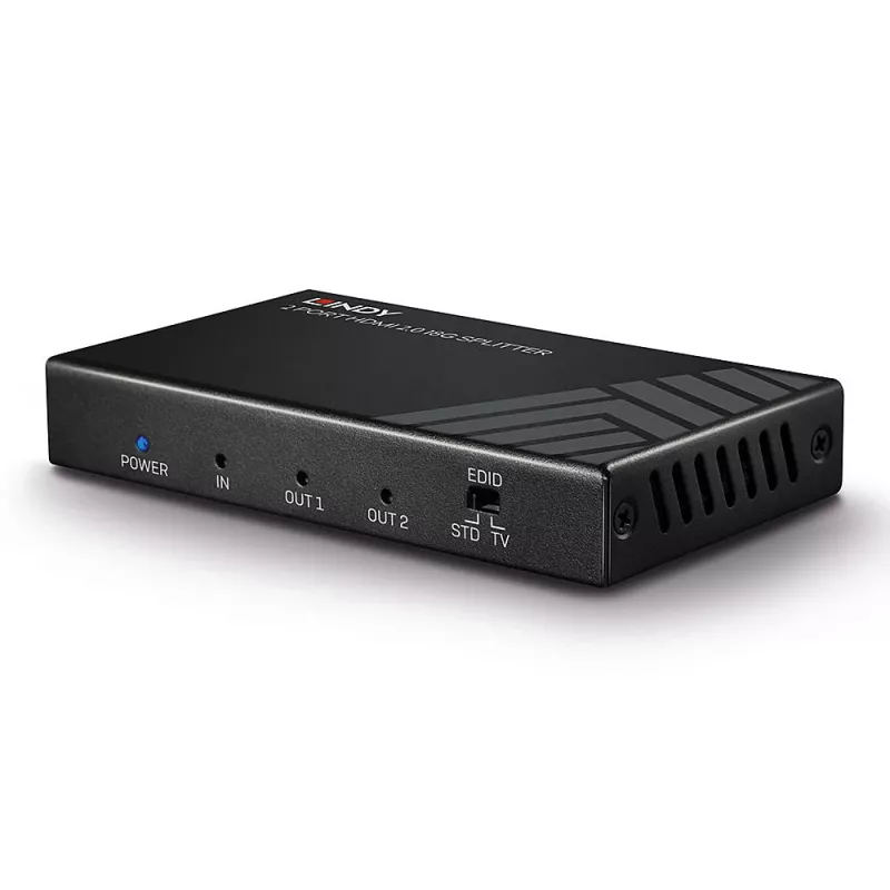 Lindy 38235 HDMI 2.0 18G signalo skirstytuvas (2 prievadai), 1x HDMI į 2x HDMI, HDR, HDCP 2.2, juodos spalvos