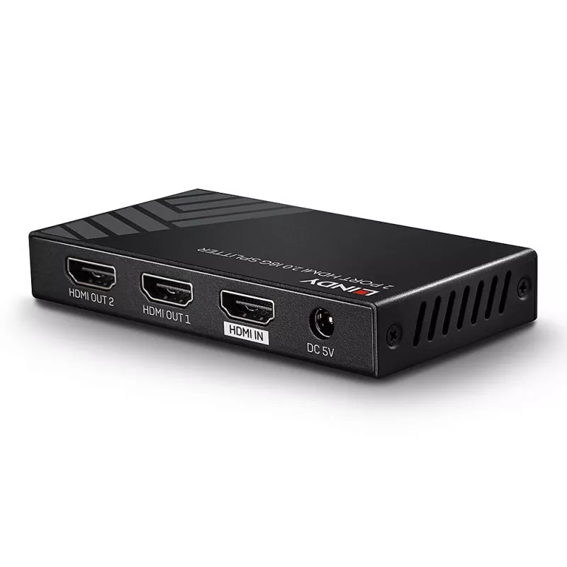 Lindy 38235 HDMI 2.0 18G signalo skirstytuvas (2 prievadai), 1x HDMI į 2x HDMI, HDR, HDCP 2.2, juodos spalvos
