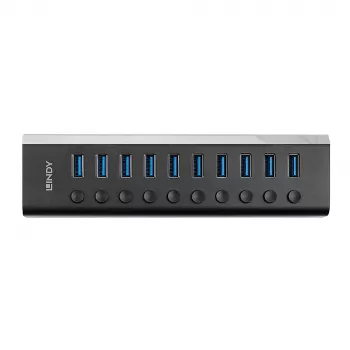 Lindy 10 Portų USB 3.0 Hub su Įjungimo / Išjungimo Jungikliais