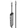 Lindy DST-Micro 140, USB-C nešiojamojo kompiuterio mikro dokų stotelė su 4K palaikymu ir 1,4 m 60 W įkrovimo kabeliu