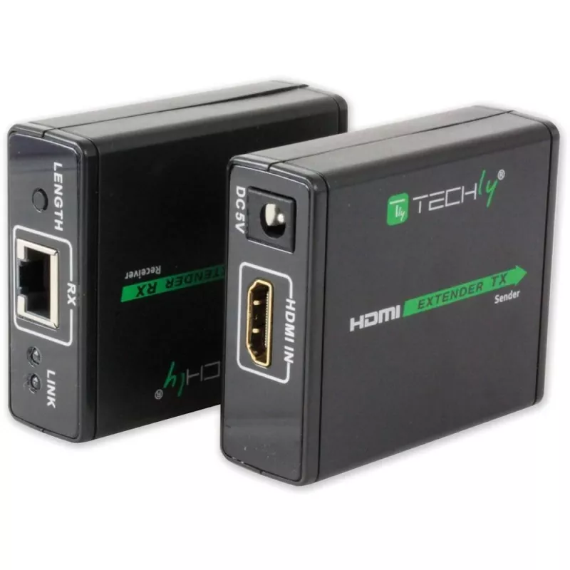 AV siųstuvas ir imtuvas TECHLY IDATA EXT-E70 — HDMI per Cat6/6a/7 prailgintuvas, Full HD 1920x1080, 60 m, 10.2 Gbit/s, HDCP, juodas