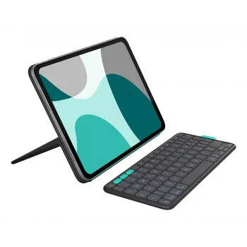 LOGITECH Flip Folio Graphite – iPad Pro 11 colių (M4), iPad Air 11 colių (M2 ir M3), iPad Air (5-os kartos) – QWERTY JK