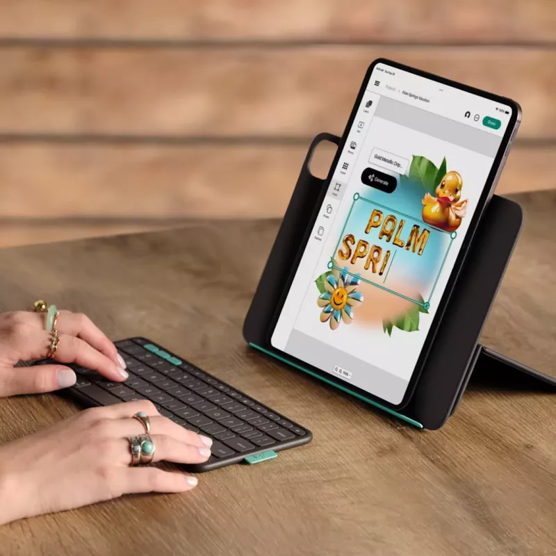 LOGITECH Flip Folio Graphite – iPad Pro 11 colių (M4), iPad Air 11 colių (M2 ir M3), iPad Air (5-os kartos) – QWERTY JK