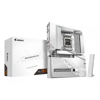 GIGABYTE B850 AORUS STEALTH ICE ATX pagrindinė plokštė AMD Socket AM5 — B850, 14+2+2 VRM, DDR5 iki 8200 MHz (OC), 2×PCIe5, 2×PCIe4 M.2, Wi‑Fi 7, 5GbE