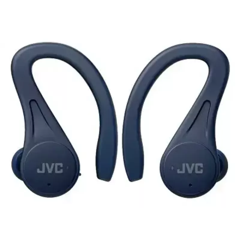 Į ausį įdedamos ausinės JVC HA-EC25TAU — True Wireless, Bluetooth 5.1, IPX5, užkabinamos už ausies, 6 mm tvarkyklės, 30 h su dėklu, mėlynos