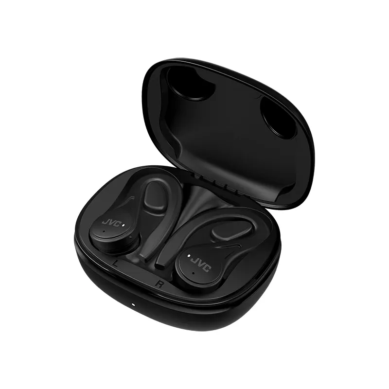 Jėgos sporto belaidės ausinės JVC Sports TWS Black, True Wireless Stereo (TWS), 20–20000 Hz, skambučiai/muzika, 6,8 g, juodos
