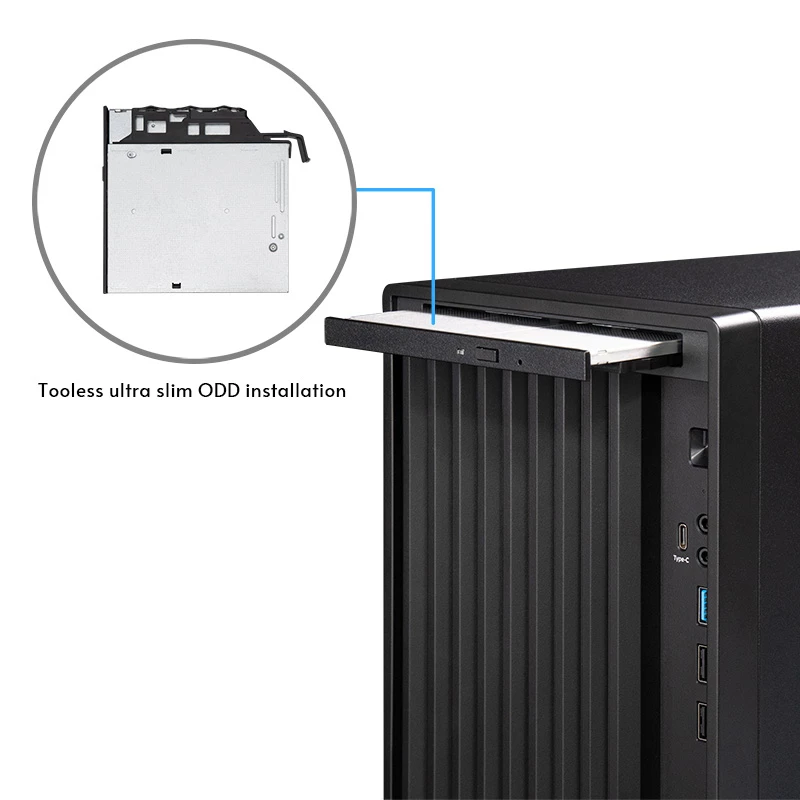 Korpusas CHIEFTEC BS-20B-OP Midi Tower, juodas, microATX/Mini-ITX, 2x 3,5 colio, max GPU 27 cm, 1x 5,25 colio lizdas, USB-C