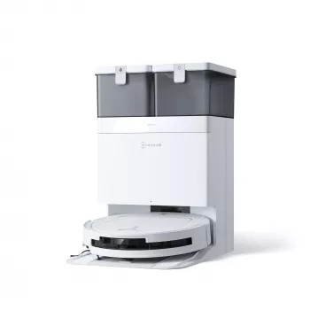 Robotinis dulkių siurblys ir šluostė Ecovacs Deebot T50 Pro Omni – 185 min veikimo laikas, 6400 mAh baterija, 3 L bazės dulkėms talpa, D-ToF lidar navigacija, šlapias valymas, 9 mm įveikimas