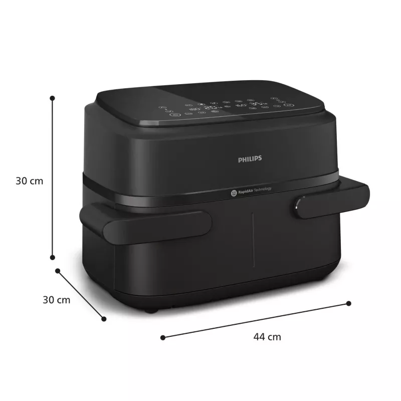 Philips 1000 serijos NA150/00 karšto oro gruzdintuvė, dviguba, 7 L, 2450 W, juoda