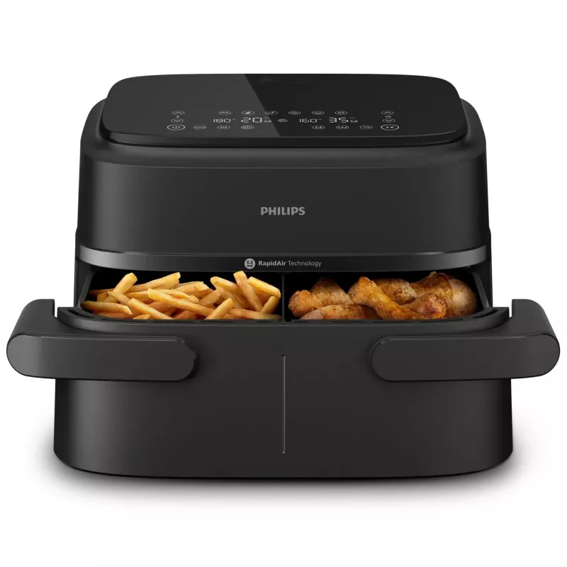 Philips 1000 serijos NA150/00 karšto oro gruzdintuvė, dviguba, 7 L, 2450 W, juoda