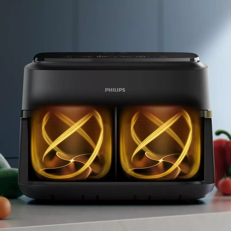 Philips 1000 serijos NA150/00 karšto oro gruzdintuvė, dviguba, 7 L, 2450 W, juoda