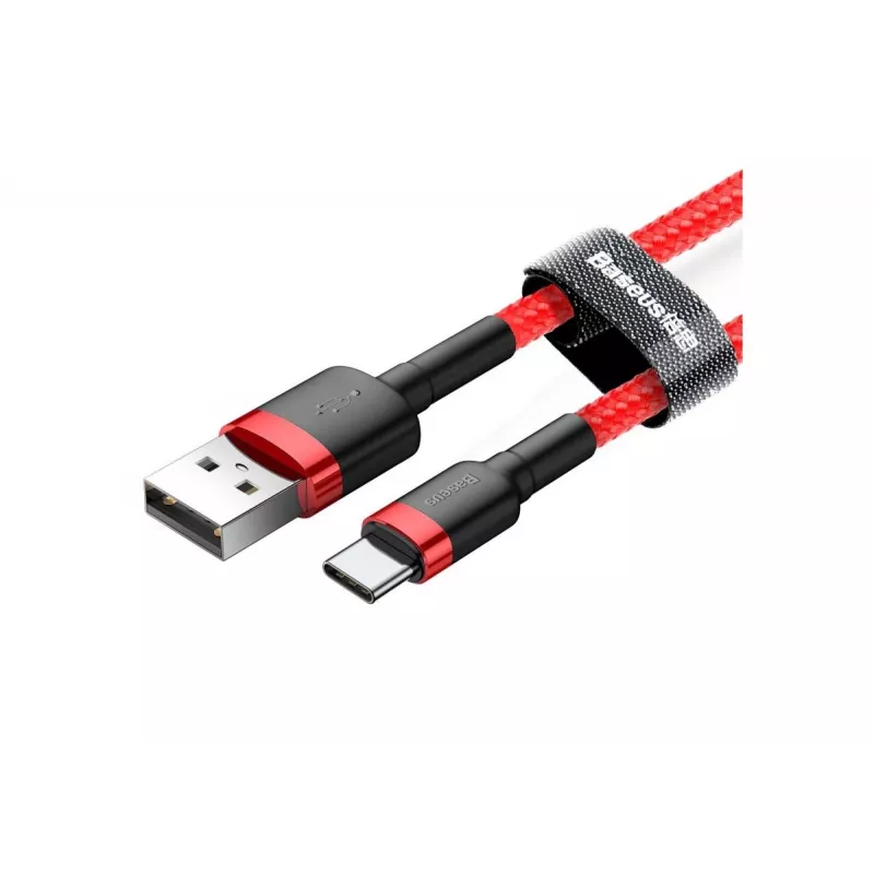 BASEUS Cafule greitojo įkrovimo laidas – USB-A į USB-C 2A – 2 m – Raudonas (Nailoninis pynimas)